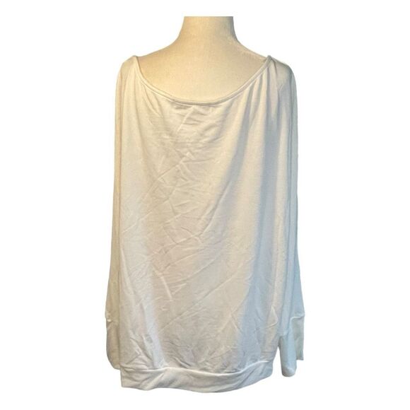 Project Social T Scoop Neck Tee White Jersey Knit Long Sleeve Top XL - Picture 3 of 5